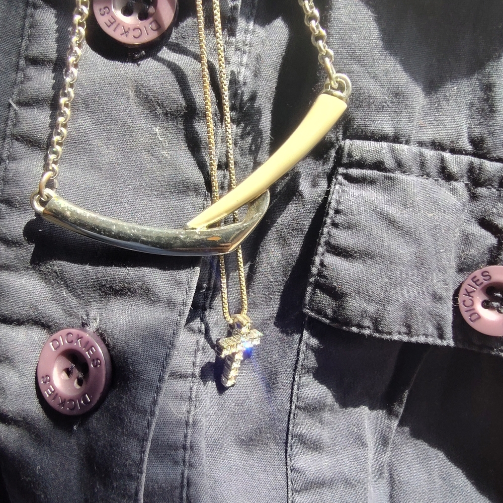 Silver Metal Chain Cross 💠✝️ 8.5" Chain Necklace - Picture 14 of 16